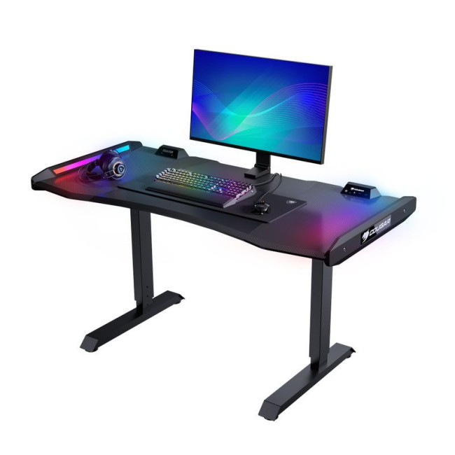 Стіл для геймера, ергономічний дизайн, USB 3.0/Audio хаб, RGB підсвічування, регулювання висоти