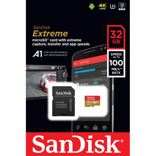 Картка пам'яті  MEMORY MICRO SDHC 32GB UHS-I   W/A SDSQXAF-032G-GN6MA SANDISK