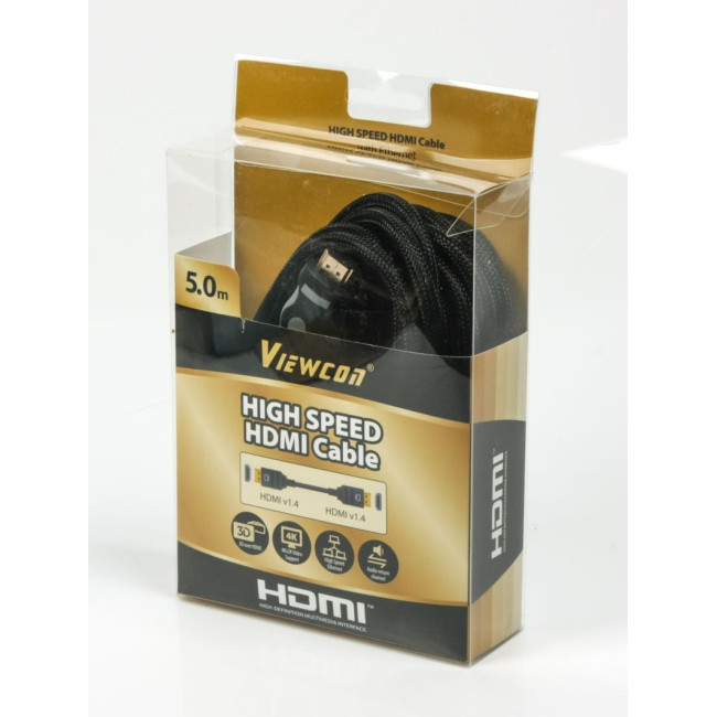 Кабель у блістері HDMI V.1.4, 4К 30 Гц, нейлонове обплетення, 5 м