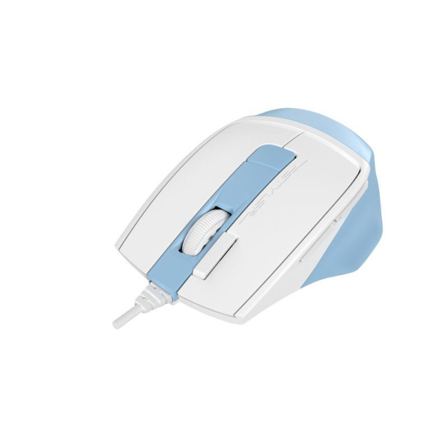Миша дротова безшумна Fstyler, USB, 2400 dpi, білий+блакитний