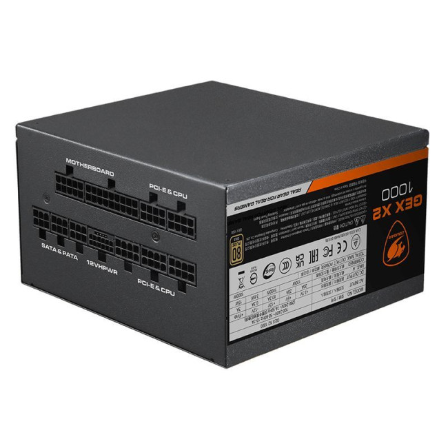 Блок живлення 1000 Вт, 80 Plus Gold, Modular, 120 мм Silent Fan, 10SATA + 6PCI-E