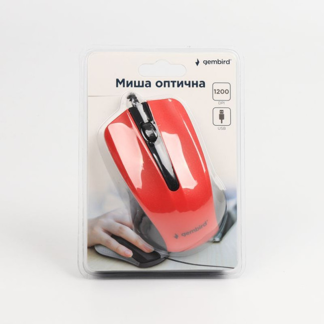 Оптична миша, USB інтерфейс, 1200 dpi, червоний
