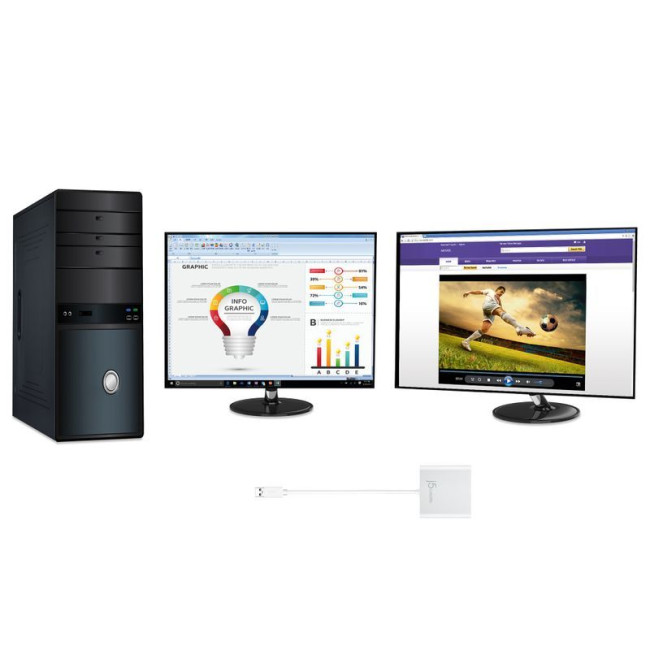 Адаптер-перехідник USB-A на 2 HDMI (2 незалежних екрани)