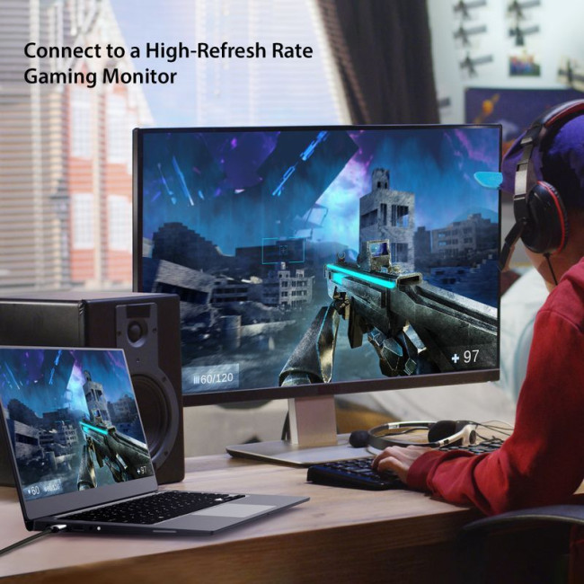 Кабель USB-C на HDMI, 8K 60 Гц, LED RGB 1.8 м