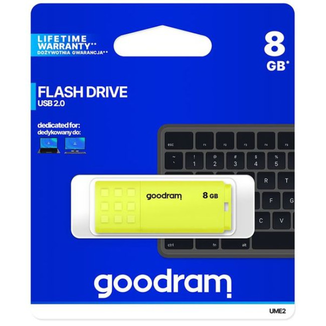 Flash Drive Goodram USB 8GB UME2 (UME2-0080Y0R11) Yellow 