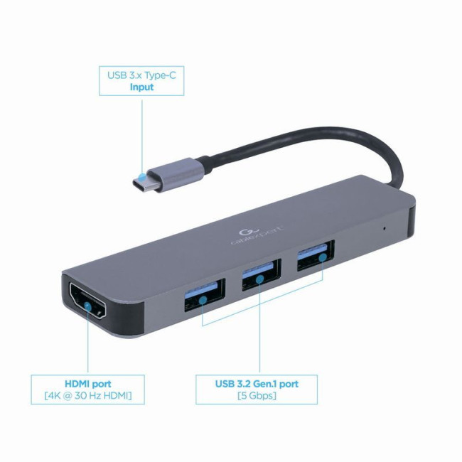 Адаптер USB-C 2-в-1 (хаб/HDMI), сірий