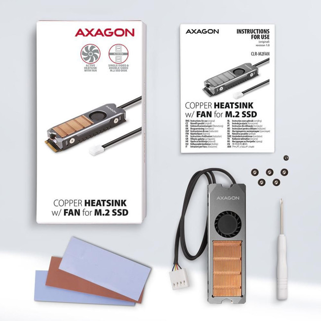 Радіатор з вентилятором для SSD-накопичувачів AXAGON CLR-M2FAN heatsink for M.2 SSD
