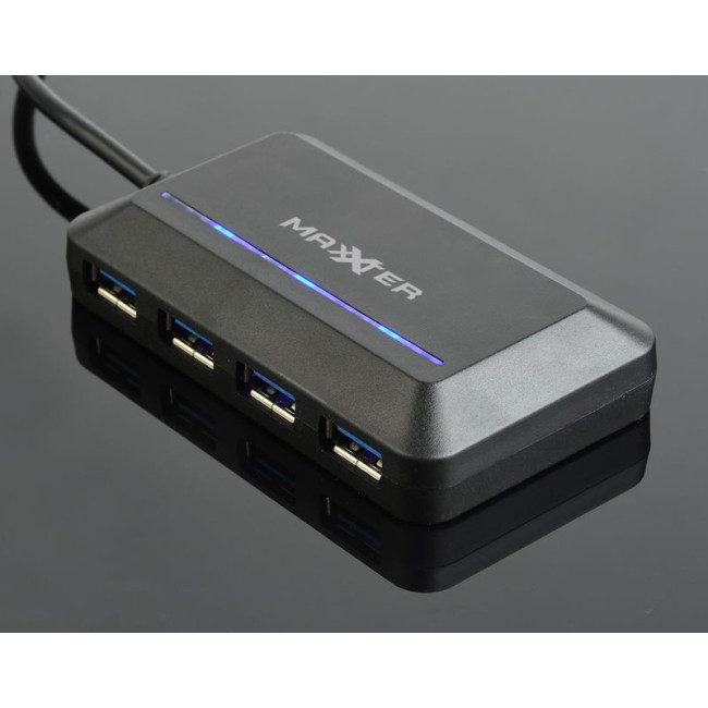Хаб USB 3.0 Type-С на 4 порти, пластик, чорний