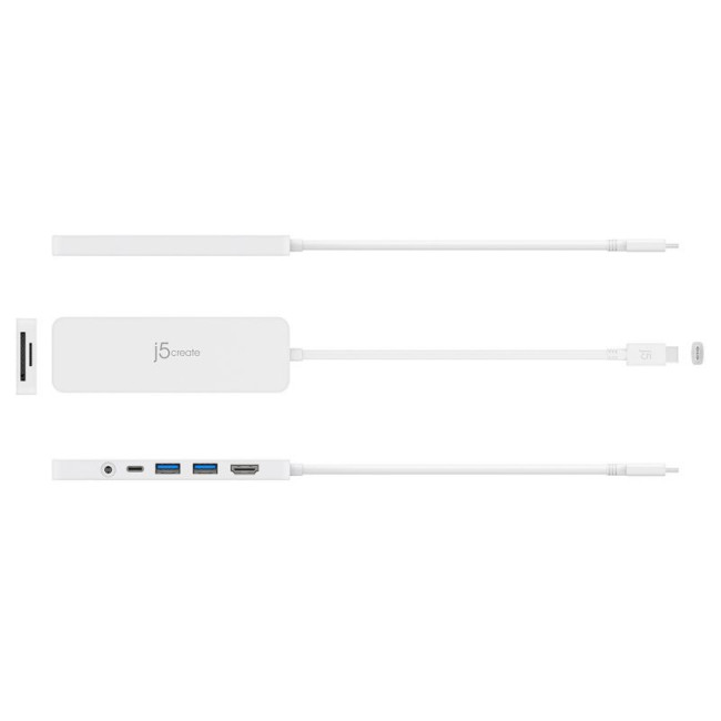 Мультиадаптер USB-C 6-в-1 (хаб/HDMI/картридер/аудіо), білий