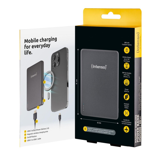 Портативний зарядний пристрій USB 5000MAH MAG GREY MW5000 7344024 INTENSO