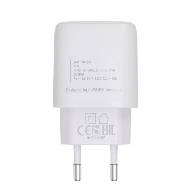 Мережевий зарядний пристрій, 1 USB Type-C, PD 20 Вт, білий