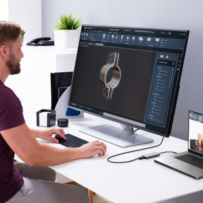 Мультиадаптер USB-C 5-в-1 (хаб/HDMI/PD/LAN), сірий