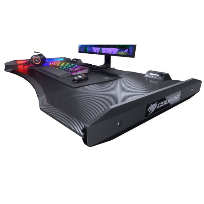 Стіл для геймера, ергономічний дизайн, USB 3.0/Audio хаб, RGB підсвічування, регулювання висоти