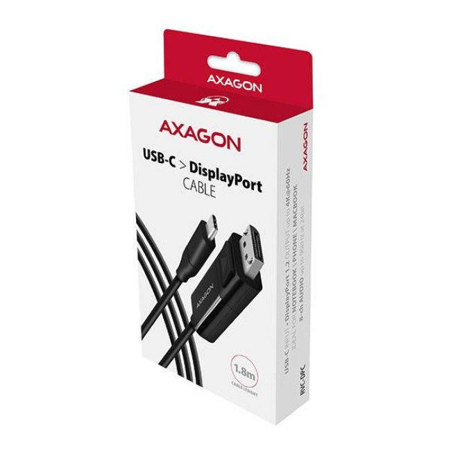 Кабель AXAGON RVC-DPC USB-C-DisplayPort, 1.8m, 4K/60Hz, чорний