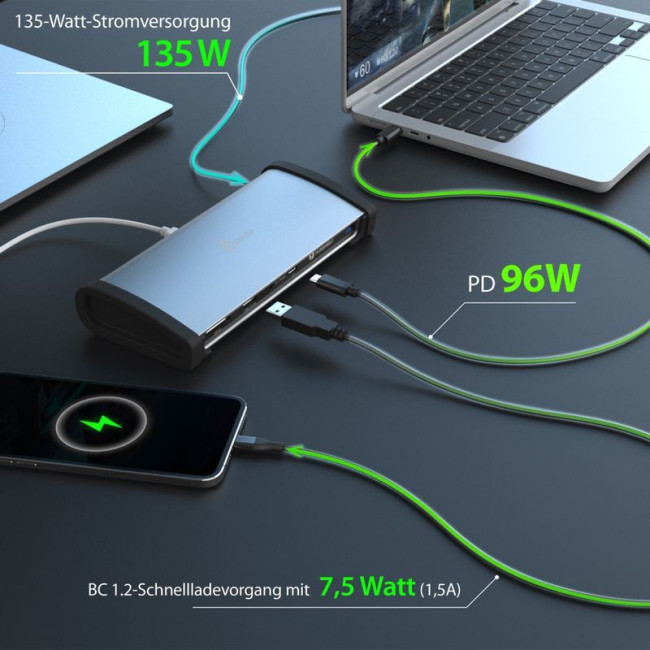 Док станція USB-C 11-в-1 (Thunderbolt/PD/картридер/USB-A/USB-C), алюміній