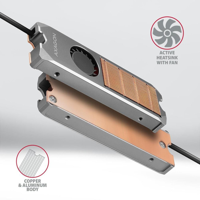 Радіатор з вентилятором для SSD-накопичувачів AXAGON CLR-M2FAN heatsink for M.2 SSD