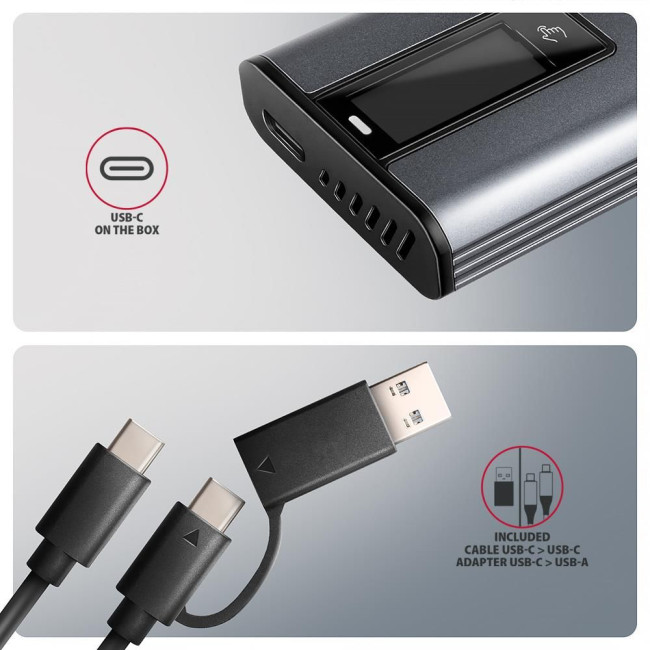 Зовнішній карман для SSD-накопичувачів AXAGON EEM2-SD2 USB-C 10Gbps - M.2 NVMe & SATA SSD DISPLAY box