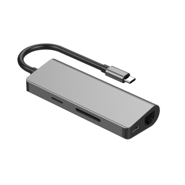 Док станція USB-C 5-в-1 (хаб/HDMI/PD/картридер/локальна мережа), сірий