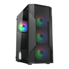 Ігровий корпус, 4*120mm RGB вентилятори передвстановлені, Mini ITX / Micro ATX / ATX, скляне вікно