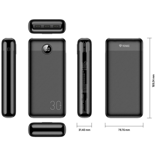 Портативний зарядний пристрій Yenkee YPB 3018 - 30000 mAh PD20W Black