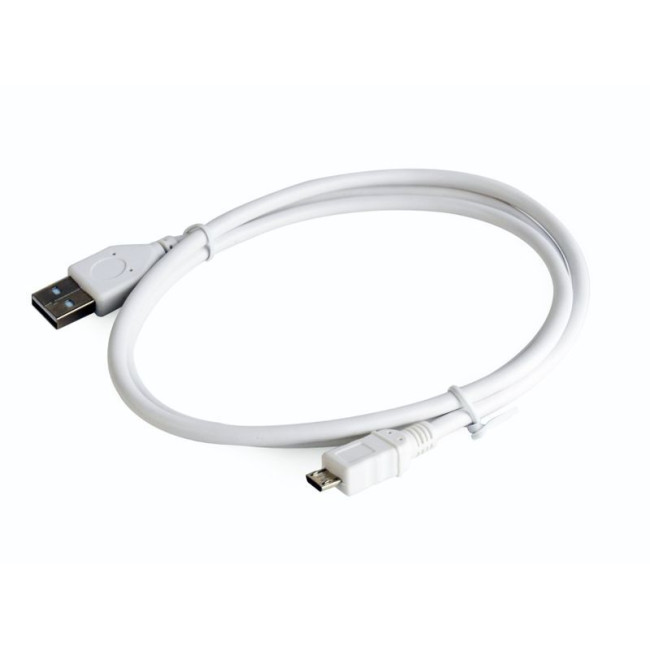 Кабель micro USB2.0, A-тато/micro B-тато, білий, 1 м, преміум
