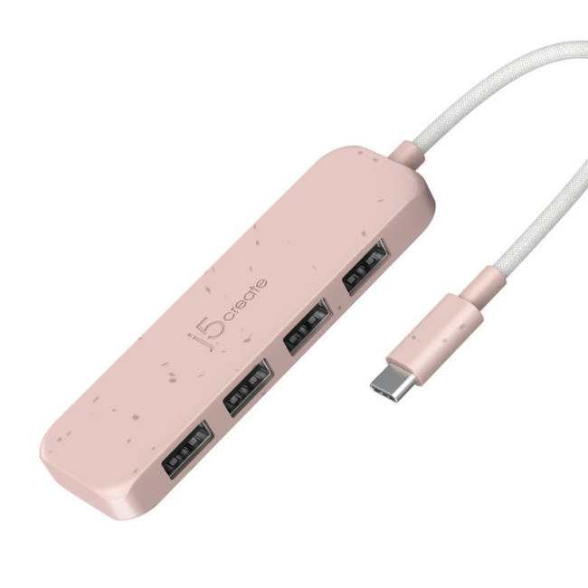 Хаб USB 3.2, 10Gbps, USB-С на 4 USB-A, червоний