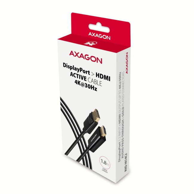 Кабель AXAGON RVD-HI14C2 HDMI-DisplayPort, 1.8m, 4K/30Hz, чорний