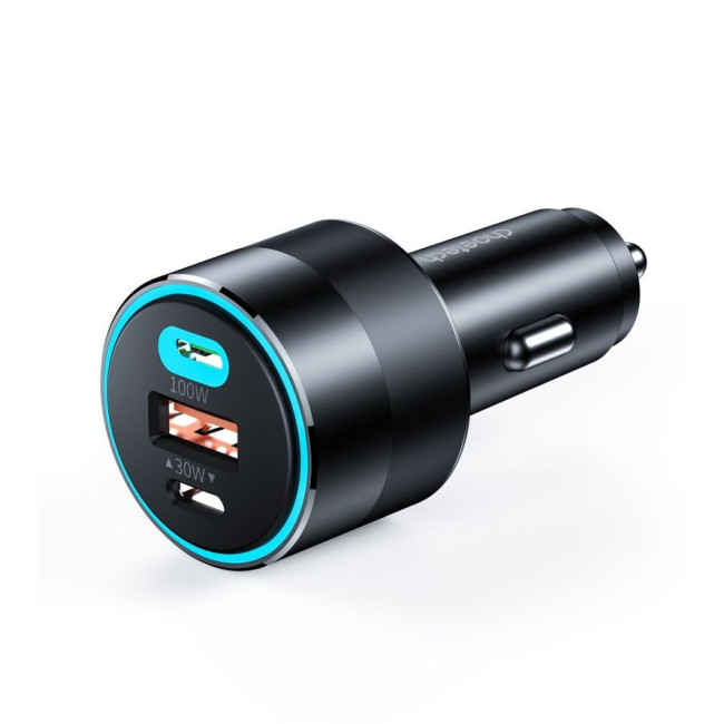 Автомобільний зарядний пристрій, 2 USB-C+USB-A, 130Вт, QC3.0/PD/PPS, чорний