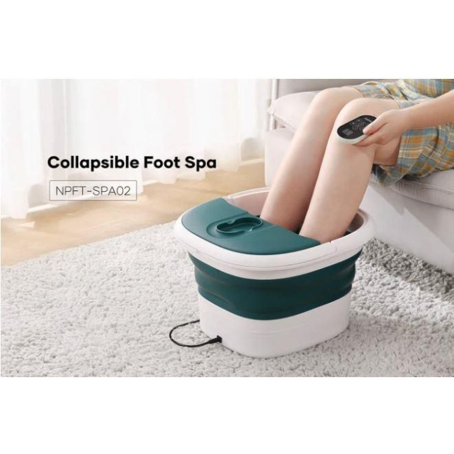 Спа-масажер NAIPO Foot Spa Massager для ніг з підігрівом, вібрацією та функцієюмасажу Шиатцу з дістанційним керуванням, колір Green; модель - NPFT-SPA02