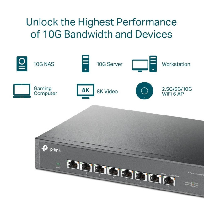 8 портовий 10-гігабітний настільний / стієчний комутатор,TL-SX1008 TP-LINK