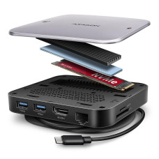 Хаб концентратор AXAGON HMC-UFO USB-C 10Гбіт/с UFO 9in1 hub, Сірий