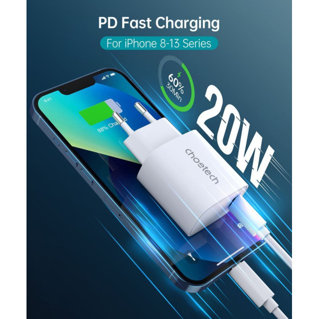 Мережевий зарядний пристрій, USB-С, 20 Вт, PD/QC