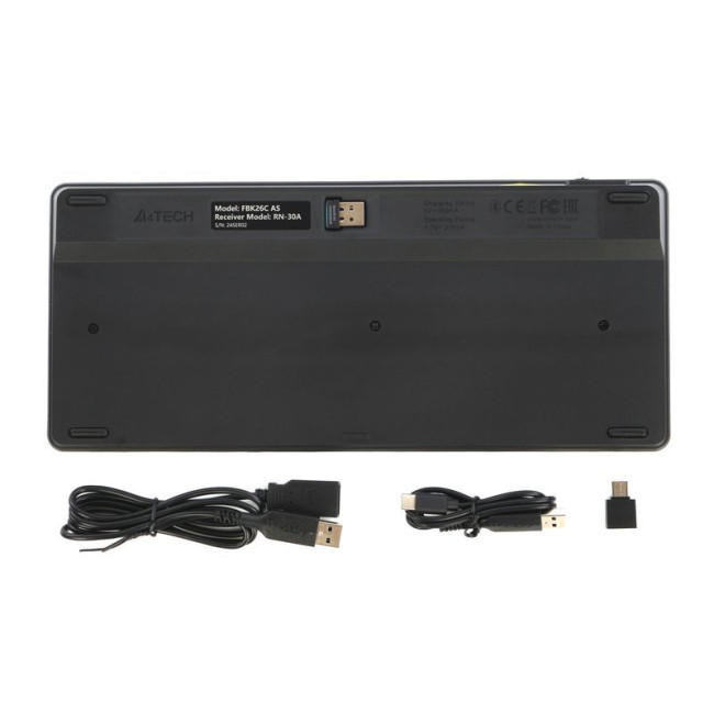Клавіатура бездротова Fstyler, Bluetooth / 2.4 ГГц, з акумулятором, quiet key, чорний
