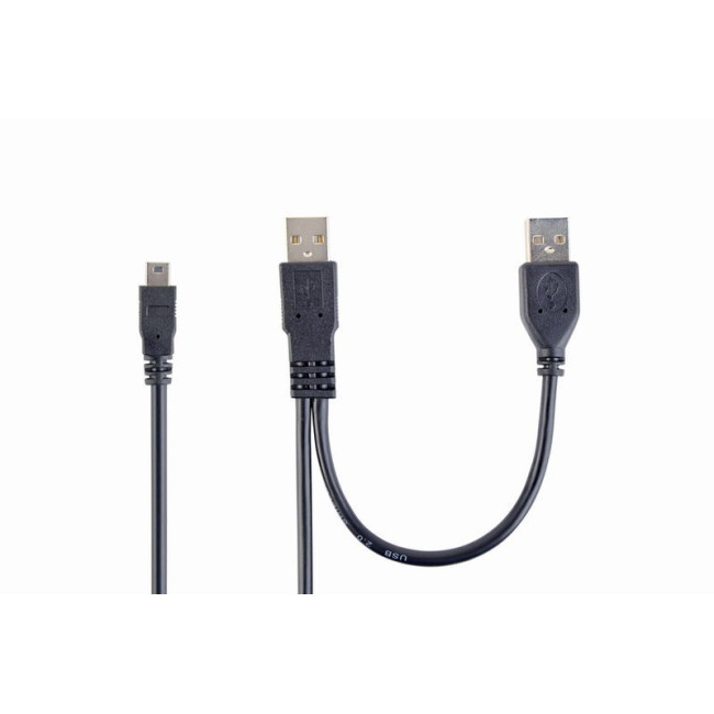 Кабель mini USB 2.0, A-тато+живлення/mini USB 5-пін, 0.9 м, преміум