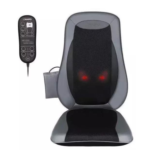 Масажна накидка на крісло NAIPO Neck & Back Massager з підігрівом, вібрацією та функцією масажу Шиатцу; модель - MGBK-2606H