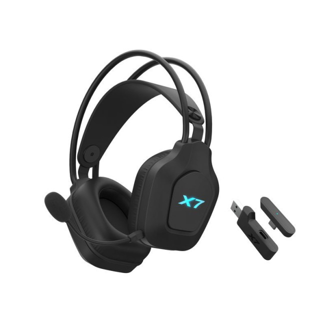 Гарнітура X7 USB з підсвічуванням, 2.4GHz+Bluetooth v5.3+AUX 4-Pin, чорна