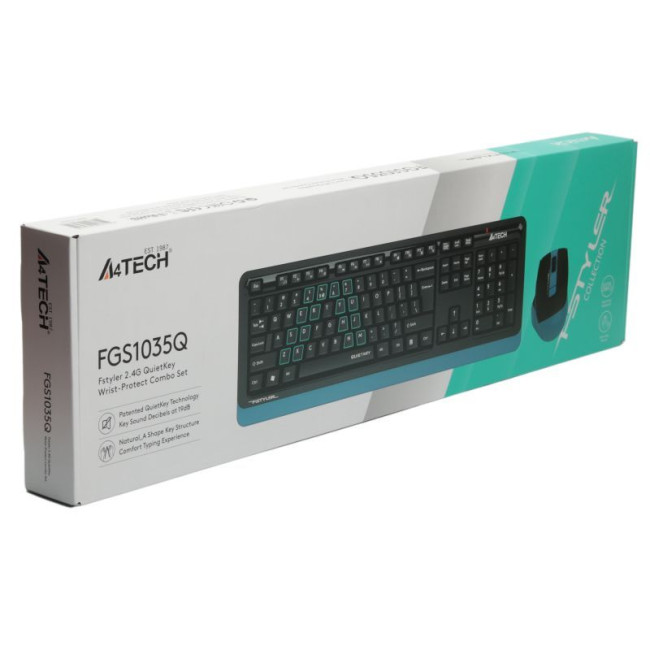 Комплект бездротовий Fstyler клавіатура+миша, чорно-синій, USB