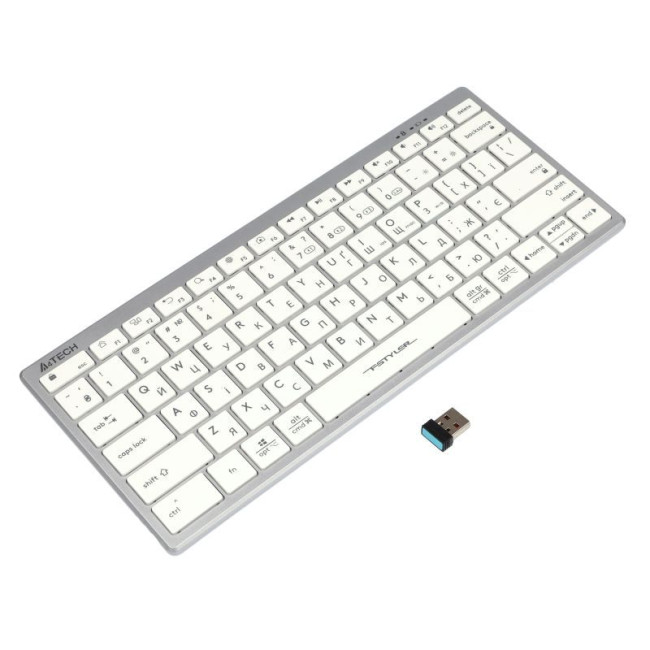 Клавіатура бездротова з ножичним перемикачем Fstyler, Bluetooth / 2.4 ГГц, з акумулятором, білий