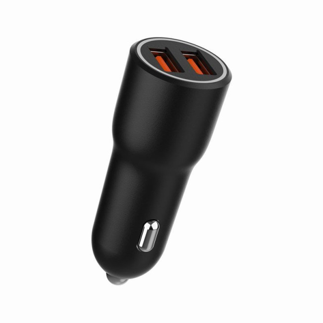 Автомобільний ЗП, 2xUSB-A (18W QC3.0), чорний
