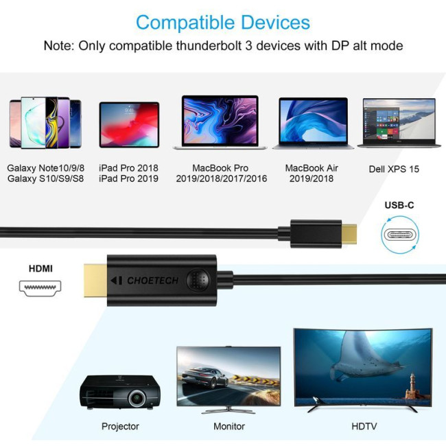 Кабель USB-C на HDMI, 4K 60Гц, 3 м