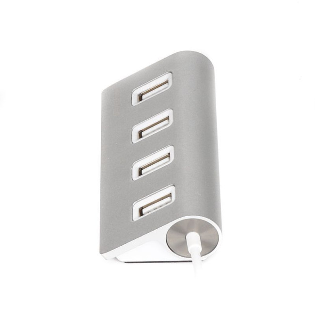 Хаб USB 2.0 Type-A на 4 порти, метал, сріблястий