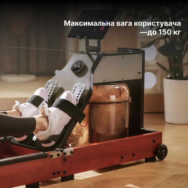 Водний гребний тренажер з магнітним опором та системою потрійного складання KINGSMITH WM10 (RMWM10F) колір чорний горіх