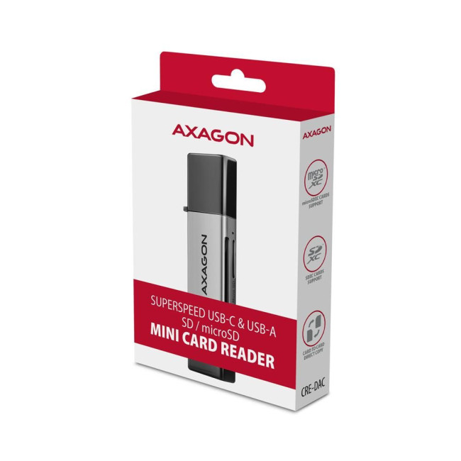 Кардрідер AXAGON CRE-DAC SuperSpeed USB-C + USB-A card reader