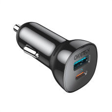 Автомобільний зарядний пристрій, USB-A/USB-C, 20Вт, QC3.0/PD, чорний