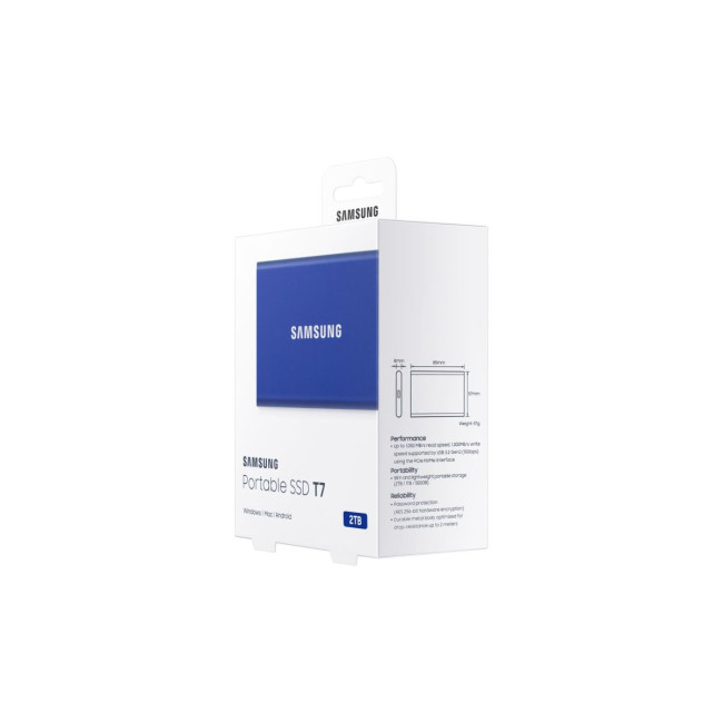 Твердотільний запам’ятовувальний пристрій накопичувач (SSD) USB3.1 2TB EXT. T7 MU-PC2T0H/WW SAMSUNG