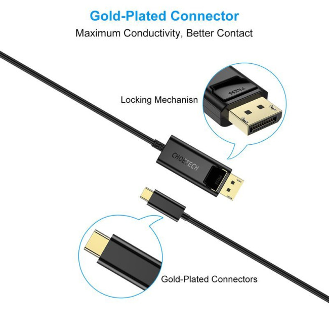Кабель USB-C на DisplayPort, 8K 60 Гц, 1,8 м