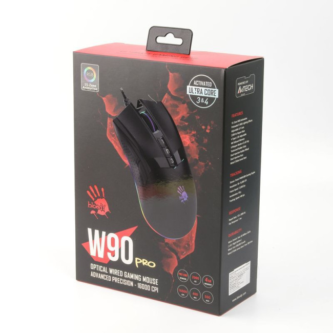 Ігрова миша Bloody Activated, RGB, 16000 CPI, 50M натискань, чорний