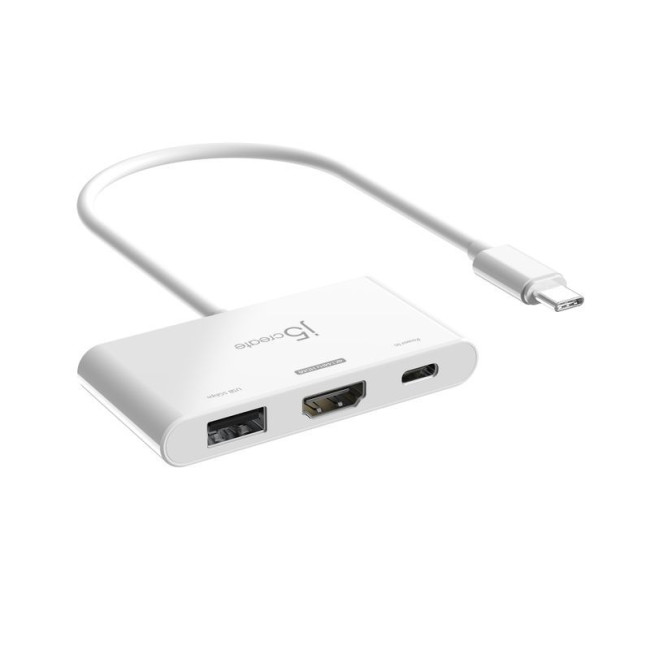 Мультиадаптер USB-C на HDMI/USB-A/USB-C (тільки живлення PD), білий