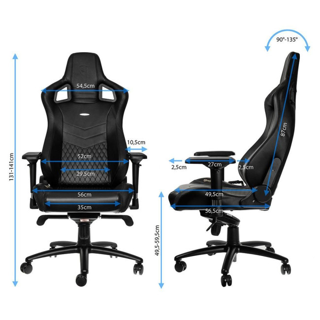 Ігрове крісло Noblechairs EPIC натуральна шкіра, чорний