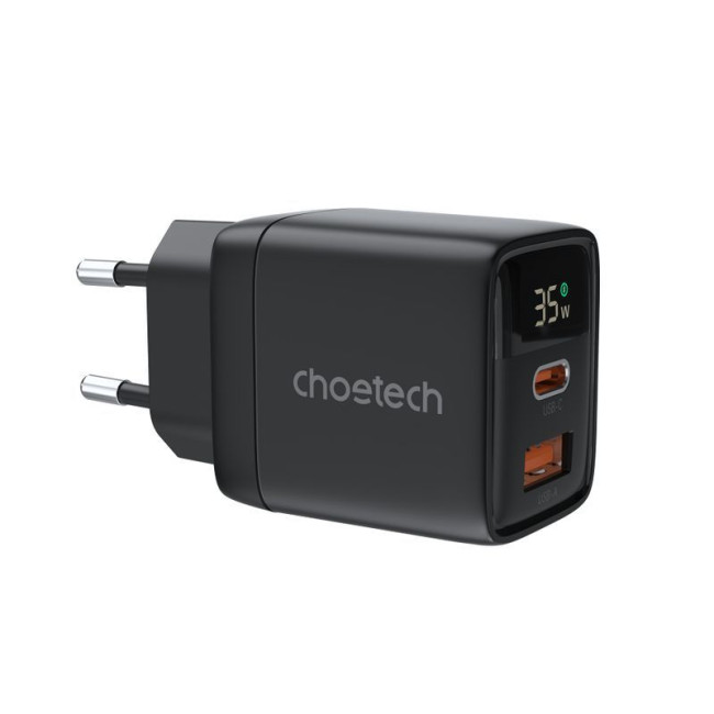 Мережевий зарядний пристрій, GaN, USB-A/USB-C, 35Вт, QC3.0/PD/PPS